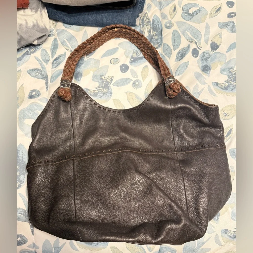 The Sak Brown Leather Hobo Bag with Braided Handle